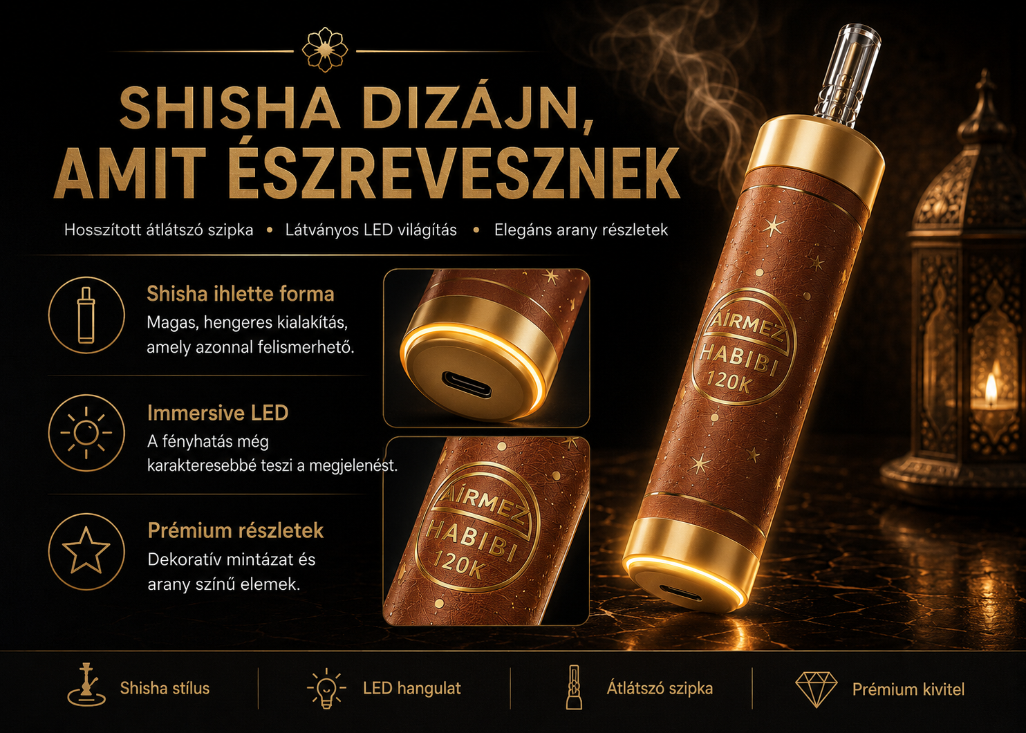 Podświetlenie LED i przezroczysty ustnik Airmez HABIBI 120K