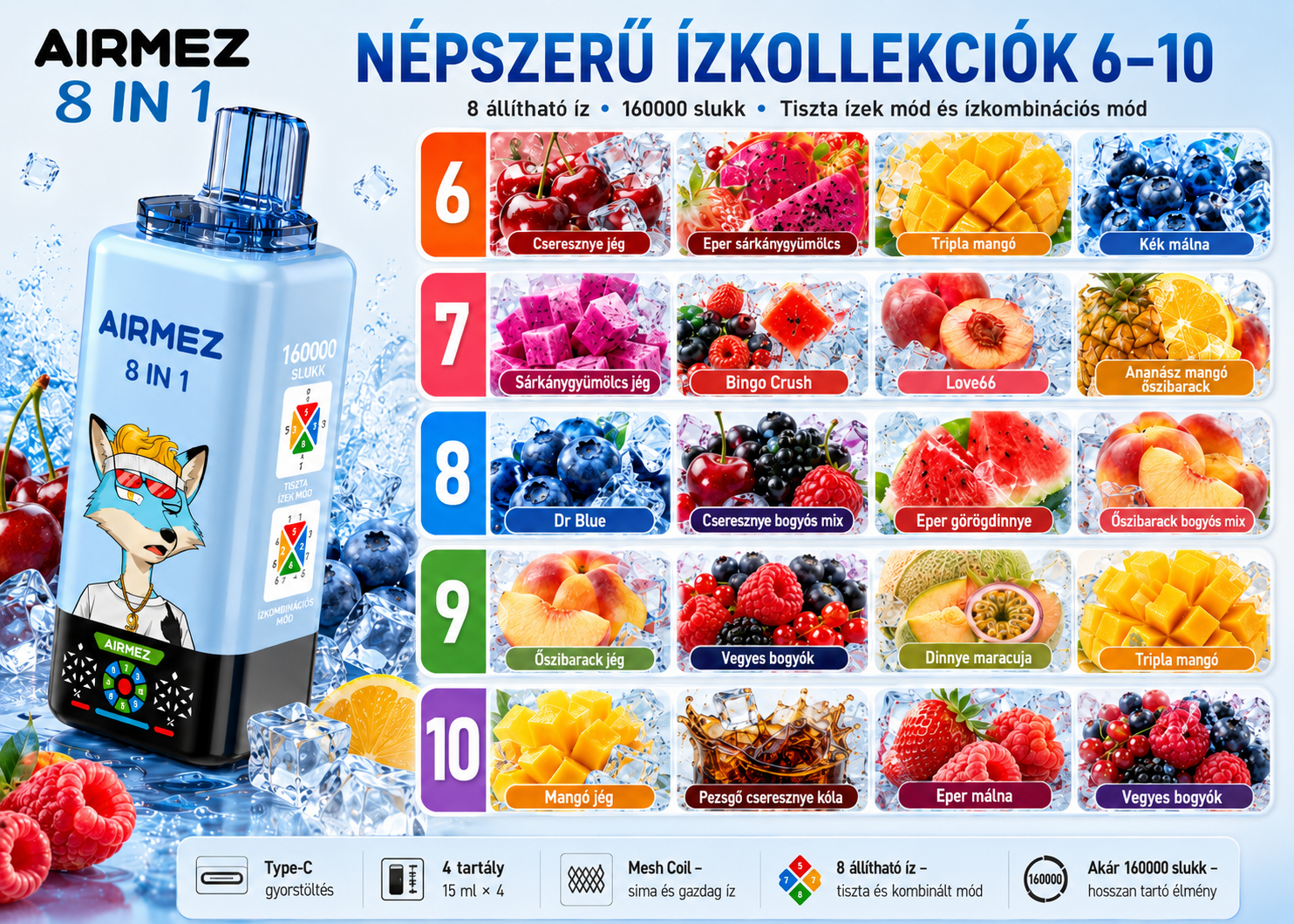 Zestawy smakowe 6–10 dla Airmez Fox 8IN1