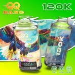 QQ Bang 120K Puffs Strawberry Kiwi – jednorazowy e-papieros na tle owoców