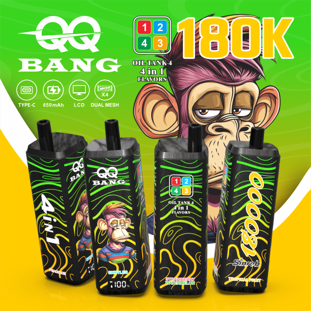 QQ Bang 180K Puffs 4 w 1 – Tropical Fruit, Peach Ice, Skittles i Strawberry Watermelon