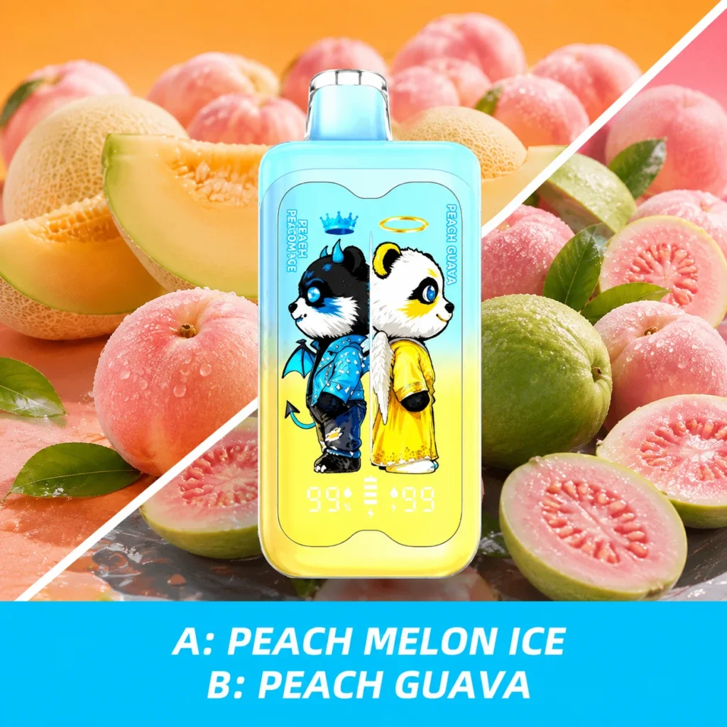 Merry Mi Panda Twins 40K Puffs – Peach Melon Ice i Peach Guava, dwa smaki A/B